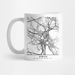 ZURICH SWITZERLAND BLACK CITY STREET MAP ART Mug